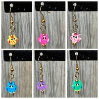 Owl, Eraser, Gold, Dangle, Earrings