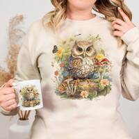 Woodland Owl Cottagecore Sweatshirt, Owl Sweatshirt, Owl Lover Gift, Cottagecore Whimsical, Woodland