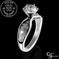 1 Carat Owl Solitaire Engagement Ring, Sterling & Moissanite Barn Owl Wedding Ring, Womens Great