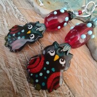 Midnight Owl Earrings * Cute Hoots * Boho Style Earrings * OOAK Gift Idea * Owl Lovers Jewelry