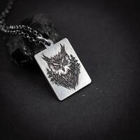 Owl Sterling silver necklace, Bird animal pendant necklace, Personalized engraved Unique forest nat