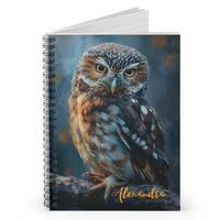 Blue Owl notebook, falconry journal, bird notebooks, ornithology, personalized journal, bird lover, 