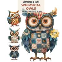 Whimsical Owl Clipart Bundle: Quirky PNG Images (Digital Download)