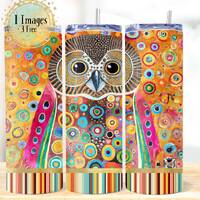 Owl sublimation, owl png, Artistic Owl tumbler wrap, 20 oz skinny tumbler sublimation
