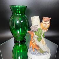 Vintage Hoffman Whiskey Decanter: Owl & Squirrel Figurine, 1970s Barware
