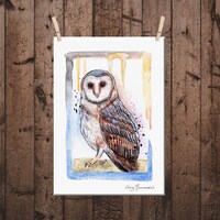 Barn Owl - Owl Art - Watercolor Owl