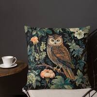Owl Dark Academia Decor Pillow Cover, Aesthetic Designer Pillows, Moody Bedroom Home Decor Gift, Dar