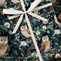 Owls Premium Wrapping Paper - William Morris Inspired, Premium Gift Wrap, Floral, Unique Design, Vin