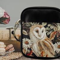 Barn Owl Sling Bag, Autumn Cottagecore Crossbody, Vegan Leather Strap