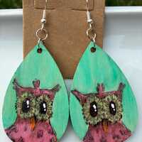 Owl - Woodburned Artisan Earrings