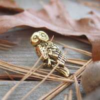 Gold Owl Lapel Pin-CC443G- Bird, Nocturnal Animals, Wildlife, Woodland Animals, and Wise Pins and Gi