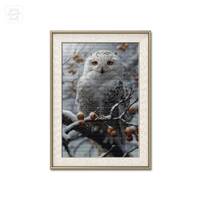 White Owl Cross Stitch Design, Xstitch Pattern Owl, Owl cross stitch chart, Wall decor, Bird Pattern
