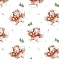 Wizard Owl seamless pattern, Fall Fabric Design, Magic Seamless Pattern, bird Children's Seamles