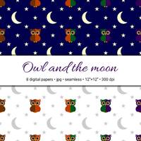 Owl digital paper - Seamless pattern Cute animals Magical animals Craft Scrapbook paper Surface patt