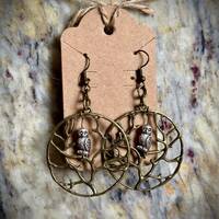 Owl Tree Earrings | Handmade | Whimsical | Forest | Branch Earrings