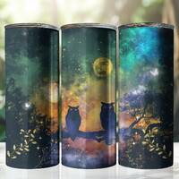 Celestial Owl, Moon, Universe, Mythology, Astrology, night sky, star, 20oz Tumbler Wrap, Skinny &