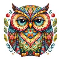10 PNG Colorful owl clipart – Decorative PNG bird – Mandala folk art style for bohemian 