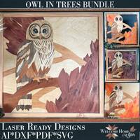 Owl in Trees Showstopper artwork Laser Ready Digital Download cut files - formatted in 20 x 12 inch 
