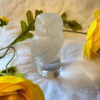 Lalique Owl Figurine Paperweight, signed, made in France