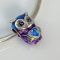 Sterling Silver Owl with Cubic Zirconia Heart