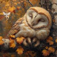 Autumn Printable Art, Fall Wall Decor, Printable Owl On Autumn Forest Painting, Digital Download Aut