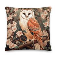 William Morris Barn Owl Throw Pillow, Cottagecore, Home Decor, Floral, Housewarming, Botanical, Pill