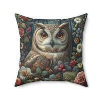 Forest Owl Pillow William Morris Inspired Cottagecore Design Cushion Wise Owl Throw Pillow Rustic Ho