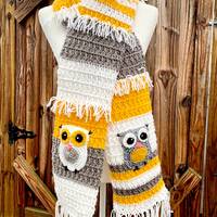 Little Bits of This and That collection sweet  Little Owl warm crochet winter scarf