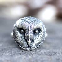 Owl Ring Sterling Silver Barn Owl Ring Owl Jewelry Owl Face Ring Cottagecore Ring Witch Ring Witch J