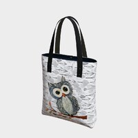 Blue Owl Square Shopping Tote Bag Lined or Unlined with either Cotton Polyester, or Vegan Leather St