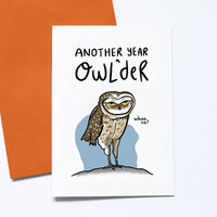 Another Year Owl'der, Owl Birthday Card, Funny Birthday, Grumpy Owl, Birdwatcher Card, Twitcher 