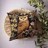 Morris Owl Woven Throw Pillow | William Morris Inspired Throw Pillow Woodland Forestcore Decor Pillo