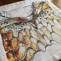 Bath towel, washcloth, velour print 12”x12” Owl original design, Illustrated owl art for