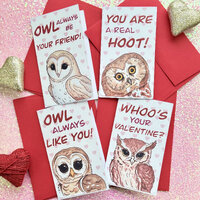 Cute owls Valentine’s Day 4 pack cards