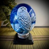 Snowy Owl - Hand Painted Ostrich Egg