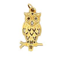 14K Yellow Gold Owl On A Branch Charm