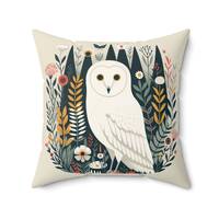 Barn Owl Pillow Scandinavian Style White Owl Cushion Minimalistic Owl Throw Pillow Modern Home Decor