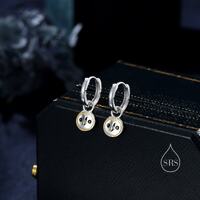 Super Cute Barn Owl Huggie Earrings in Sterling Silver -  Cute Baby Owl Huggie Hoops, Detachable Owl