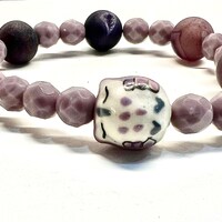 Whimsical Owl Charm Bracelet | Ladies Purple Charm Bracelet | Druzy Agate Gemstone Bracelet Arm Stac