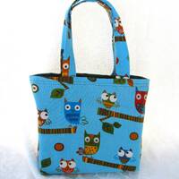 Owl Print Kid's Tiny Tote Bag