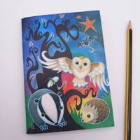 A6 sketchbook, nocturnal animals gift, recycled artist sketchbook, artist gifts, badger gift, owl gi