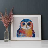 Owl Cute Nursery Wall Art Nº217 PRINT | Colorful Contemporary Wall Decor Hanging | Gallery Artw