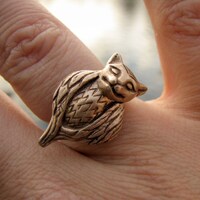 Cat owl totem animal ring