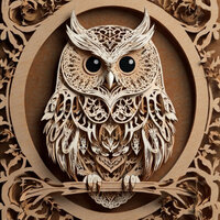 Laser Cut Owl Mandala SVG, 3D Plywood Art (Digital Download)