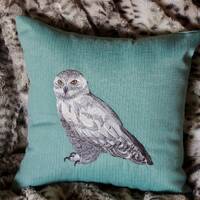 Owl, Owl Throw Pillow, Snowy Owl, Bird, Embroidered Pillow, Square Pillow, Bird of Prey