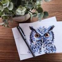 Owl Note Card Set, Watercolor Art, Gift for Mom, Adorable Character, Animal Lover Gift, Whimsical Ar