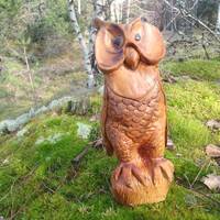 Handmade owl, Wood carving owl, Wooden forest egret, Forest bird, Night bird, Wood owl,Linden wood c