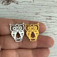 Silver & Gold Owl Charm: Zinc Alloy Pendants (23x19mm)