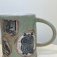Owl Mug- Handmade Owl pottery for someone &ldquo;hoo&rdquo; Loves owls, owl collectors, featuring re