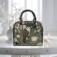 Cottagecore Shoulder Handbag Owl Wiliam Morris Inspired Gray Purse Forestcore Inspired Vegan Art Nou